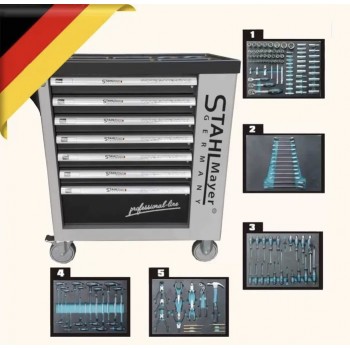 ШКАФ С ИНСТРУМЕНТИ STAHLMAYER СЪС 7 ЧЕКМЕДЖЕТА – 5 ПЪЛНИ
